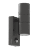 Stainless steel outdoor wall light with motion sensor in anthracite.