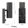 Stainless steel outdoor wall light with motion sensor, anthracite.