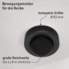 Motion detector for the ceiling, black, with 83 mm diameter, ideal for a range of up to 8 m.