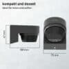 Motion detector in anthracite, ideal for indoor and outdoor areas, compact and discreet.