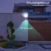 Modern stainless steel outdoor wall light with motion sensor, ideal for house facades.