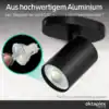 Roma 1-flammig schwarz aus hochwertigem Aluminium, einfacher GU10-Leuchtmittelwechsel