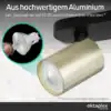 Roma 2-flammig schwarz/gold aus hochwertigem Aluminium, GU10 mit Saugnapf