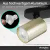 Roma 3-flammig schwarz/gold aus hochwertigem Aluminium, GU10 mit Saugnapf