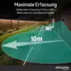 Erfassungsbereich: 180° Weitwinkel-Erfassung mit bis zu 10 m Reichweite