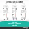 Anschlussdiagramm mit drei Verdrahtungsoptionen: Niedervolt-Last, 110–230-V-AC-Last und DC-Last – max. 60 W (12 V) / 120 W (24 V)