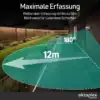 Erfassungsbereich: 180° Weitwinkel-Erfassung mit bis zu 12 m Reichweite