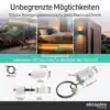 Erfassungsbereich an der Wand 120° bis 8 m, an der Decke 360° bis 6 m; Elektronikmodul 55 x 37 x 23 mm, Kabel 200 mm