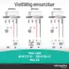Anschlussdiagramm mit drei Verdrahtungsoptionen für Niedervolt-, 110–230-V-AC- und DC-Lasten; max. 60 W (12 V) / 120 W (24 V)